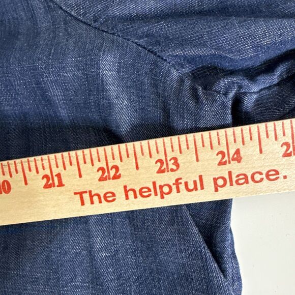 Chico's Size 3 XL Embellished Beaded Denim Tunic Top Shirt Blue Tencel Chambray - Picture 7 of 13